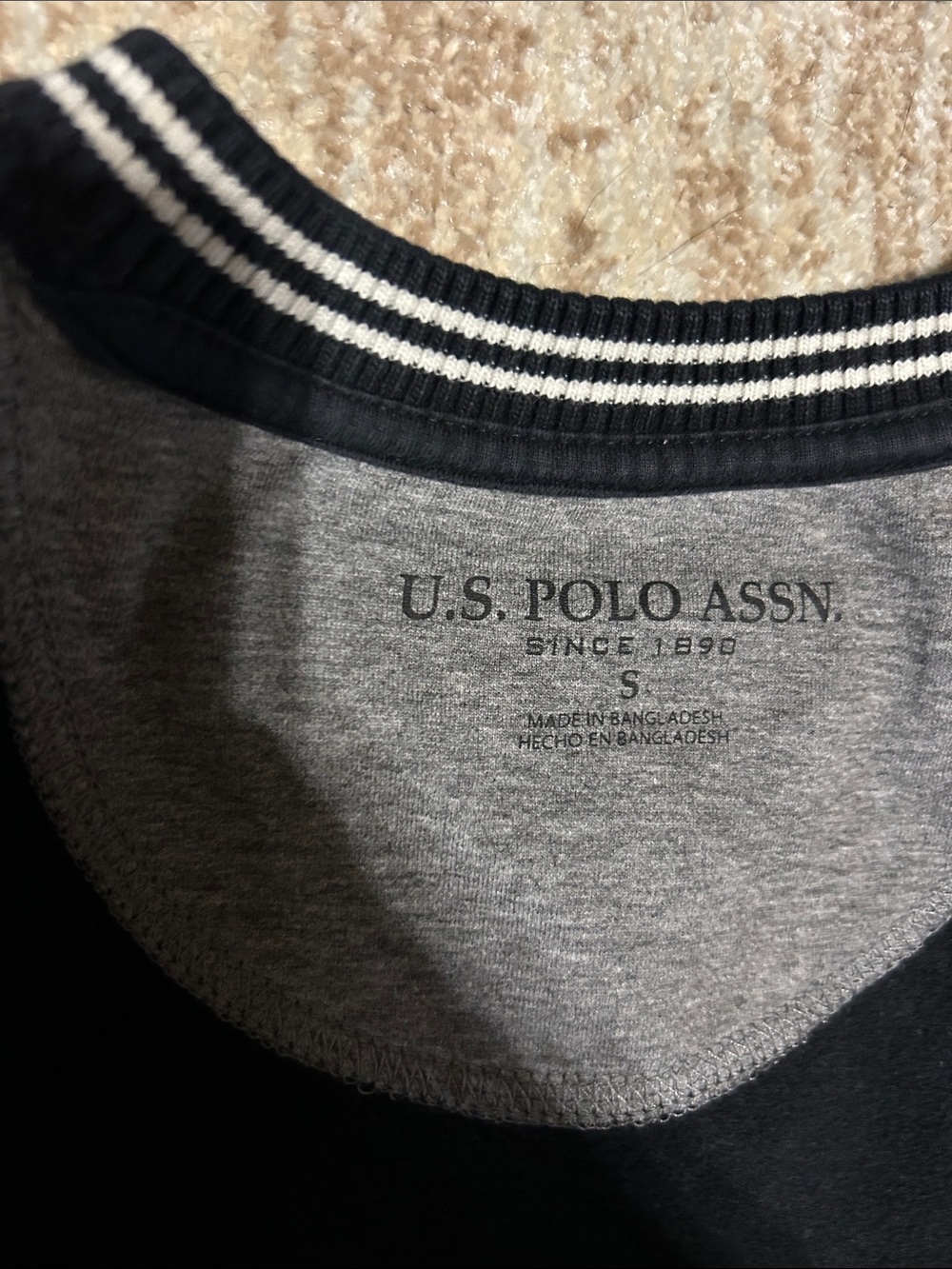 U.S. Polo Assn. Grey & Black Crewneck Tee